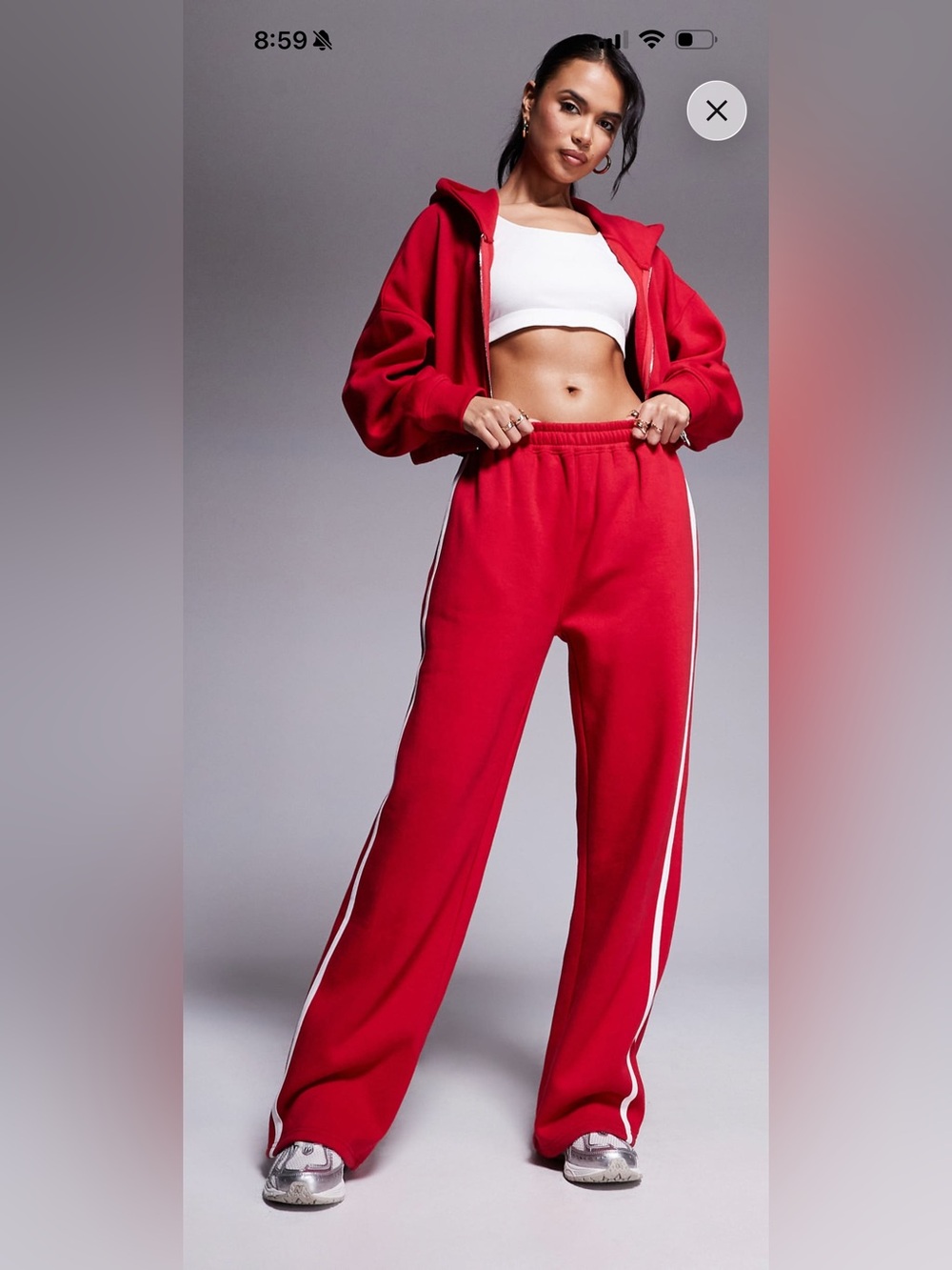 Kaiia Studio Side Stripe Wideleg Sweatpants Red US 8